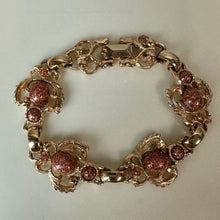 Load image into Gallery viewer, Vintage Victorian Revival Goldtone Faux Sunstone Link Bracelet (7.25")
