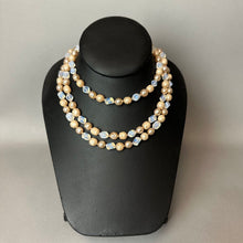 Load image into Gallery viewer, Vintage Opalite Bead Faux Peach Baroque Pearl Triple Strand Necklace (16")
