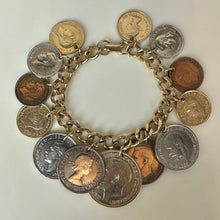 Load image into Gallery viewer, Vintage International Coins Charm Bracelet (7")
