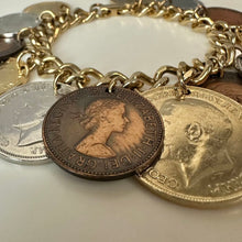 Load image into Gallery viewer, Vintage International Coins Charm Bracelet (7")
