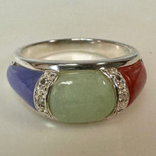 Load image into Gallery viewer, Ross Simons Sterling Amethyst Adventurine Carnelian Ring sz 7.75
