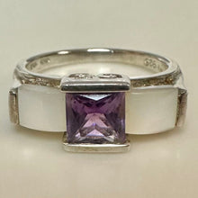 Load image into Gallery viewer, East Arts Sterling Amethyst Mother of Pearl Ring sz 7
