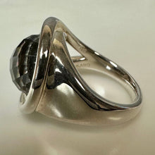 Load image into Gallery viewer, Michael Dawkins Sterling Starry Night Faceted Crystal Over Abalone Ring sz 7
