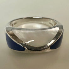 Load image into Gallery viewer, Ross Simons Sterling Mother of Pearl Lapis Lazuli Ring sz 8
