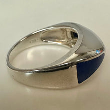 Load image into Gallery viewer, Ross Simons Sterling Mother of Pearl Lapis Lazuli Ring sz 8

