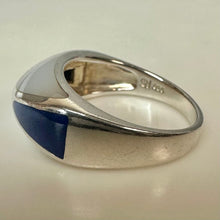 Load image into Gallery viewer, Ross Simons Sterling Mother of Pearl Lapis Lazuli Ring sz 8
