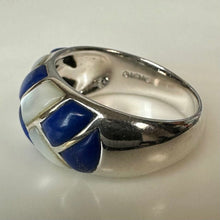 Load image into Gallery viewer, S&amp;G Sterling Mother of Pearl Lapis Lazuli Ring sz 8
