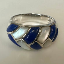 Load image into Gallery viewer, S&amp;G Sterling Mother of Pearl Lapis Lazuli Ring sz 8
