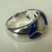 Load image into Gallery viewer, S&amp;G Sterling Mother of Pearl Lapis Lazuli Ring sz 8
