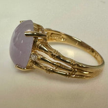 Load image into Gallery viewer, 14K Gold Lavender Jade Diamond Ring sz 8 (4.2g)
