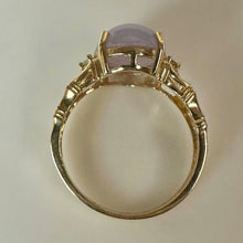 Load image into Gallery viewer, 14K Gold Lavender Jade Diamond Ring sz 8 (4.2g)

