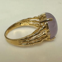 Load image into Gallery viewer, 14K Gold Lavender Jade Diamond Ring sz 8 (4.2g)
