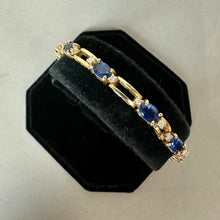 Load image into Gallery viewer, 14K Gold Blue Topaz Diamond 7.5" Tennis Bracelet (12.6g)
