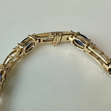 Load image into Gallery viewer, 14K Gold Blue Topaz Diamond 7.5" Tennis Bracelet (12.6g)
