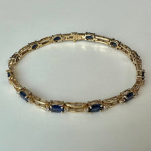 Load image into Gallery viewer, 14K Gold Blue Topaz Diamond 7.5" Tennis Bracelet (12.6g)
