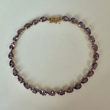 Load image into Gallery viewer, 14K Gold Amethyst 8" Tennis Bracelet (5.9g)
