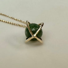 Load image into Gallery viewer, 14K Gold Jade Capture Pendant on 15" Chain Necklace (1.3g)
