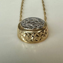 Load image into Gallery viewer, 14K Yellow &amp; White Gold Diamond Cut Slide Pendant on 17" Chain Necklace (2.1g)
