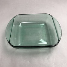 Load image into Gallery viewer, Vintage Anchor Hocking Green Glass Baking Dish Pan 2 Qt 8x8 w/ Handles USA
