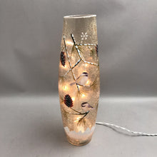 Load image into Gallery viewer, Hand Painted Crackle Pre-Lit Vase Pine Cone &amp; Branches (16")
