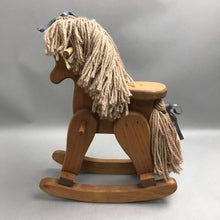 Load image into Gallery viewer, Vintage Wooden Rocking Horse with Wool Mane and Tail (16x12)
