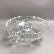 Load image into Gallery viewer, Vintage Clear Cut Lead Crystal 3-Footed Bowl w/ Etched Flowers (4x9)
