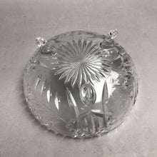 Load image into Gallery viewer, Vintage Clear Cut Lead Crystal 3-Footed Bowl w/ Etched Flowers (4x9)
