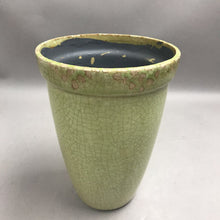 Load image into Gallery viewer, Tall Green Crackle Pottery Planter Pot/Vase (9")
