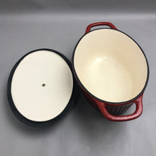 Load image into Gallery viewer, Paula Deen 5 Qt. Burgundy Red Enamel Cast Iron Oval Dutch Oven
