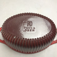 Load image into Gallery viewer, Paula Deen 5 Qt. Burgundy Red Enamel Cast Iron Oval Dutch Oven
