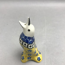 Load image into Gallery viewer, Ceramic Pie Bird Vent Whistle Yellow Blue Floral (4")
