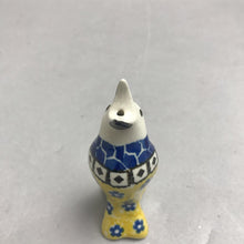Load image into Gallery viewer, Ceramic Pie Bird Vent Whistle Yellow Blue Floral (4")
