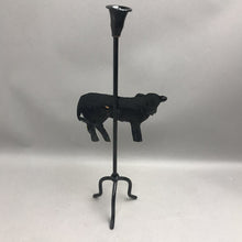 Load image into Gallery viewer, Black Wrought Iron Candle Holder with Metal Cow (19")
