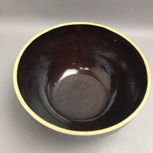 Load image into Gallery viewer, Antique Dark Brown Glazed Mixing Bowl Picket Fence Stoneware USA (10")
