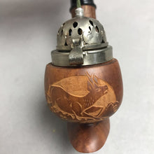 Load image into Gallery viewer, Vintage Wood Carved Engraved Deer Hunting Shoe Pipe Hinged Lid (6")
