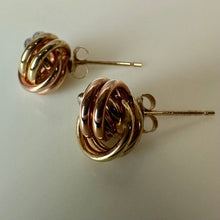 Load image into Gallery viewer, 14K Tri-Color Gold Knot Stud Earrings (1.0g)
