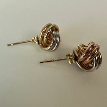 Load image into Gallery viewer, 14K Tri-Color Gold Knot Stud Earrings (1.0g)
