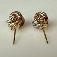 Load image into Gallery viewer, 14K Tri-Color Gold Knot Stud Earrings (1.0g)
