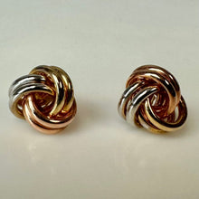Load image into Gallery viewer, 14K Tri-Color Gold Knot Stud Earrings (1.0g)
