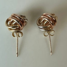 Load image into Gallery viewer, 14K Tri-Color Gold Knot Stud Earrings (1.0g)
