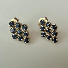 Load image into Gallery viewer, 14K Gold Blue Topaz Cluster 0.5" Earrings (1.8g)
