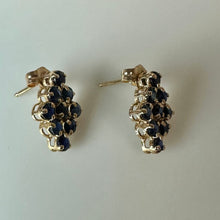 Load image into Gallery viewer, 14K Gold Blue Topaz Cluster 0.5" Earrings (1.8g)
