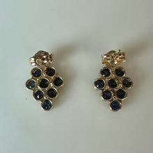 Load image into Gallery viewer, 14K Gold Blue Topaz Cluster 0.5" Earrings (1.8g)
