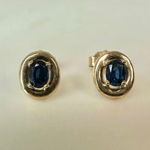 Load image into Gallery viewer, 14K Gold Blue Topaz Stud Earrings (1.0g)
