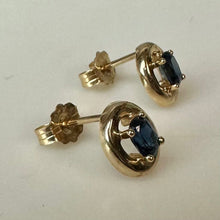 Load image into Gallery viewer, 14K Gold Blue Topaz Stud Earrings (1.0g)
