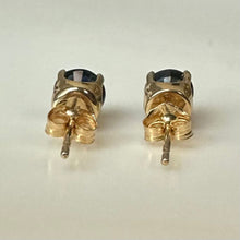 Load image into Gallery viewer, 14K Gold Blue Topaz Stud Earrings (0.9g)
