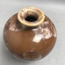 Load image into Gallery viewer, Light Chocolate Brown Silver Starburst Crystalline Ceramic Vase Signed (6")
