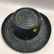 Load image into Gallery viewer, Vintage Miriam Lefcourt Elegantly Yours Black Straw Hat with Gems Made In Italy
