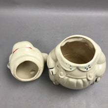 Load image into Gallery viewer, Vintage American Bisque Cookie Jar Pottery Cute Girl Cow w Big Smile Bloomers (11")
