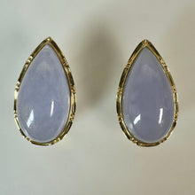 Load image into Gallery viewer, 14K Gold Lavender Jade 1" Teardrop Earrings (8.6g)
